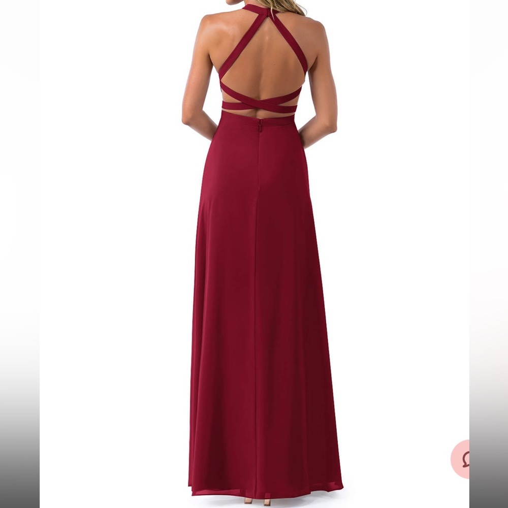 Azazie Clarice Bridesmaid in Burgundy